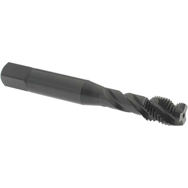 Spiral Flute Tap: 3/8-24 UNF, 3 Flutes, Plug, 3B Class of Fit, High Speed Steel, Oxide Coated