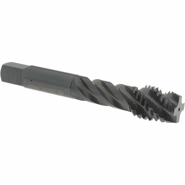 Spiral Flute Tap: 5/8-11 UNC, 4 Flutes, Plug, 3B Class of Fit, High Speed Steel, Oxide Coated