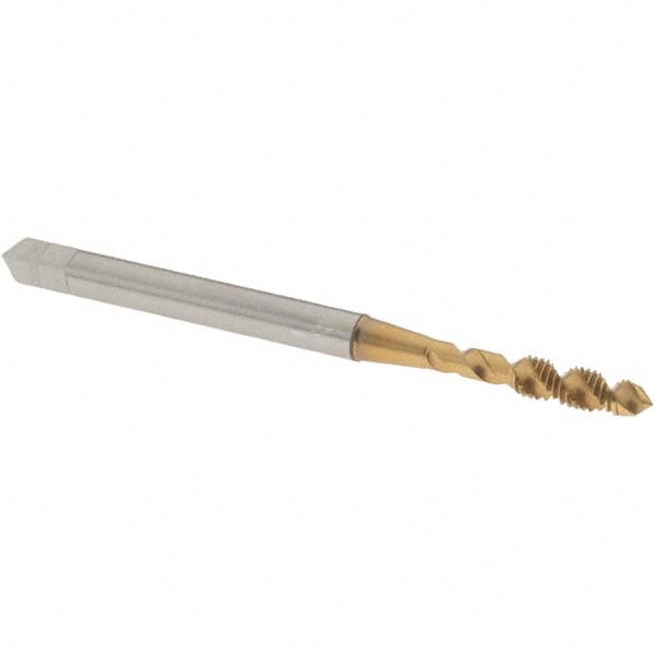Spiral Flute Tap: M3x0.50 Metric Coarse, 2 Flutes, Plug, 6H Class of Fit, High Speed Steel, TIN Coated
