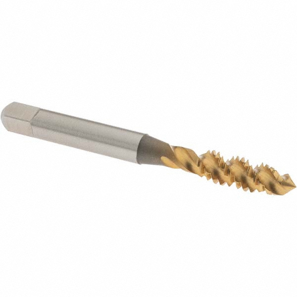 Spiral Flute Tap: 1/4-20 UNC, 3 Flutes, Plug, 2B Class of Fit, High Speed Steel, TIN Coated