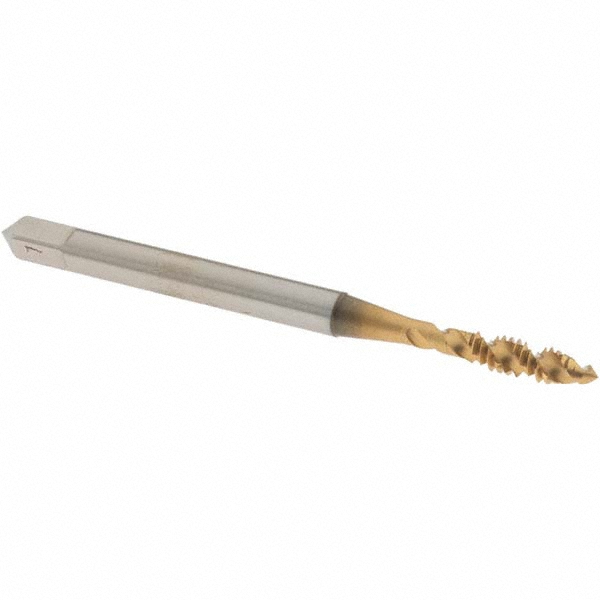 OSG 1406405 Spiral Flute Tap: #4-40, UNC, 2 Flute, Plug, 2B Class of Fit, High Speed Steel, TiN Finish Image