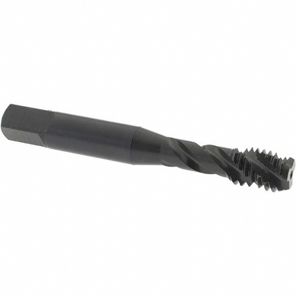 Spiral Flute Tap: 3/8-16 UNC, 3 Flutes, Bottoming, 3B Class of Fit, High Speed Steel, Oxide Coated