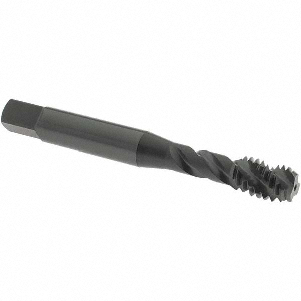 Spiral Flute Tap: 5/16-18 UNC, 3 Flutes, Bottoming, 3B Class of Fit, High Speed Steel, Oxide Coated