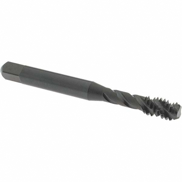 Spiral Flute Tap: 1/4-20 UNC, 3 Flutes, Bottoming, 3B Class of Fit, High Speed Steel, Oxide Coated