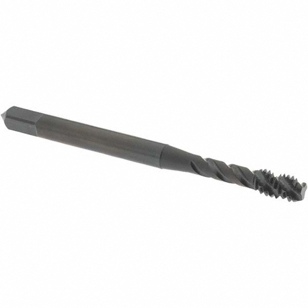 Spiral Flute Tap: #8-32 UNC, 3 Flutes, Bottoming, 2B Class of Fit, High Speed Steel, Oxide Coated