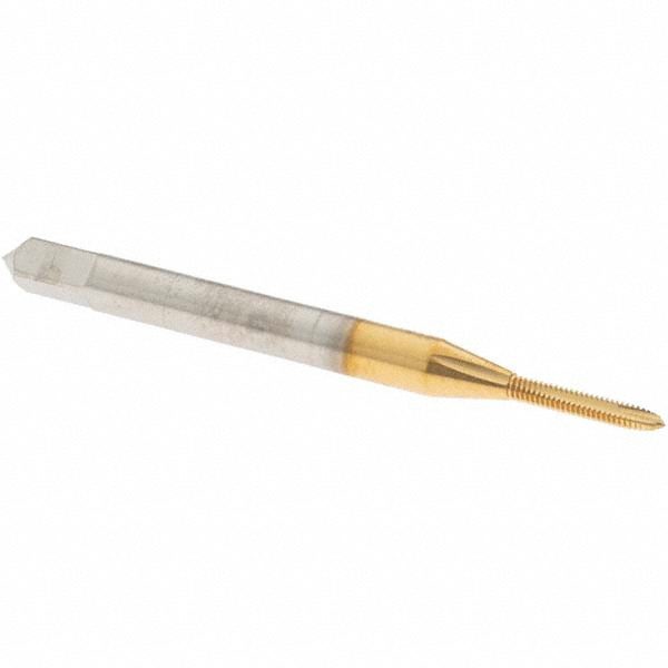 OSG 1205005 Spiral Point Tap: #0-80, UNF, 2 Flutes, Plug, 2B, High Speed Steel, TiN Finish Image
