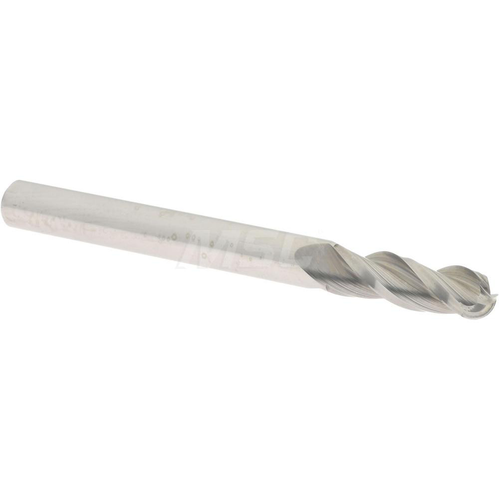 Accupro 3351875BN Ball End Mill: 0.1875" Dia, 0.5625" LOC, 3 Flute, Solid Carbide 