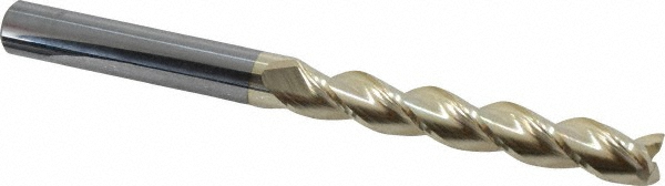 315178 Square End Mill: 1/2" Dia, 3-1/4" LOC, 3 Flute, Solid Carbide  
