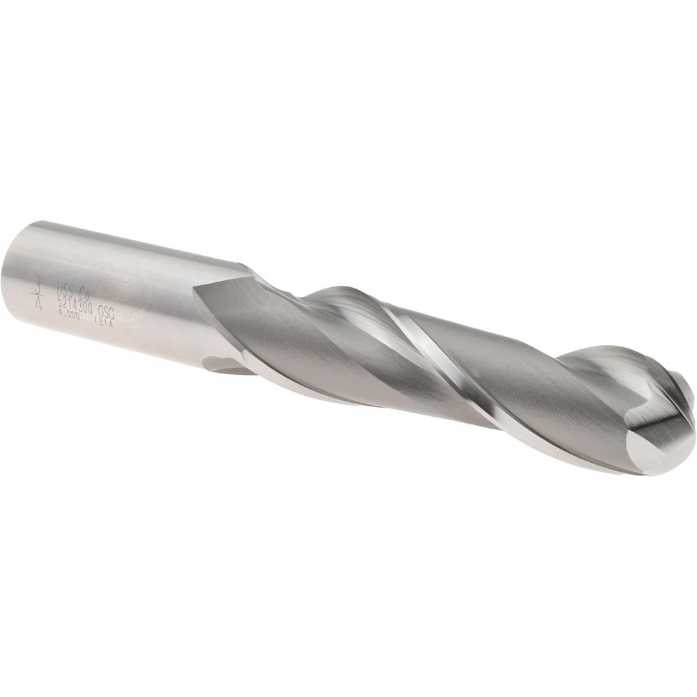 Ball End Mill: 3/4" Dia, 3" LOC, 2 Flute, Cobalt