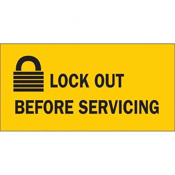 Warning & Safety Reminder Sign: Rectangle, "Lock Out Before Servicing"