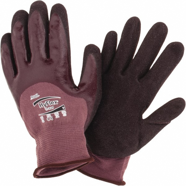 Cut, Puncture & Abrasion-Resistant Gloves: HyFlex® 11-926, Cut A1, Puncture 2, Abrasion 3, 18 ga, Size X-Small - Nylon, Nitrile-Coated, 3/4 Dip Coating, Purple on Purple Pair