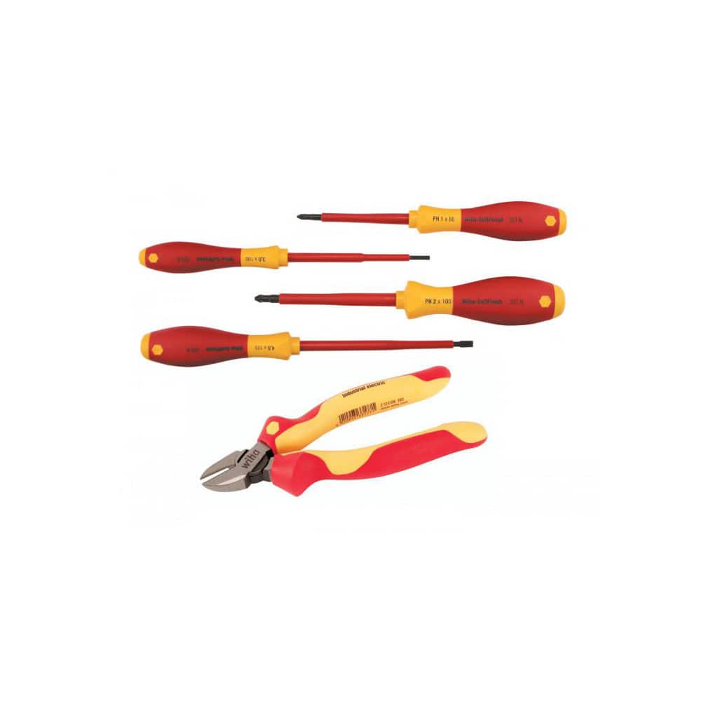 Wiha 32983 Combination Hand Tool Set: 5 Pc, Cutters, Phillips Screwdriver & Slotted Set 