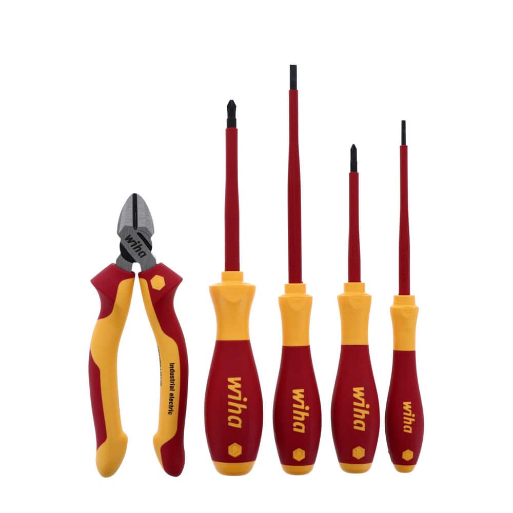 Combination Hand Tool Set: 5 Pc, Cutters, Phillips Screwdriver & Slotted Set