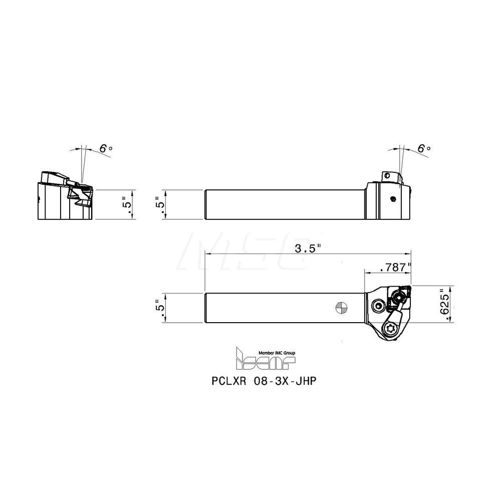 Iscar Indexable Turning Toolholder PCLXR 083XJHP, Lever MSC