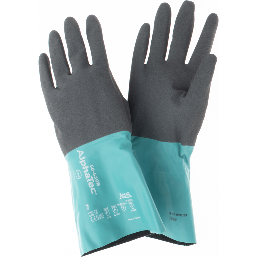 Series 58-530B Chemical Resistant Gloves: 13.00 Thick, Nitrile, Supported,