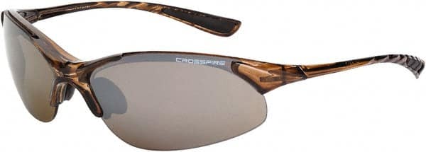 Safety Glass: Scratch-Resistant, Polycarbonate, Brown Flash Mirror Lenses, Full-Framed, UV Protection