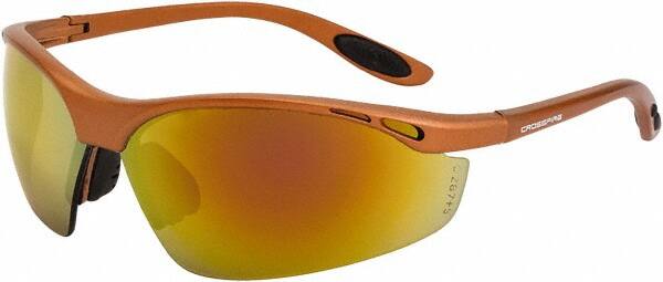 Safety Glass: Scratch-Resistant, Polycarbonate, Red Lenses, Full-Framed, UV Protection