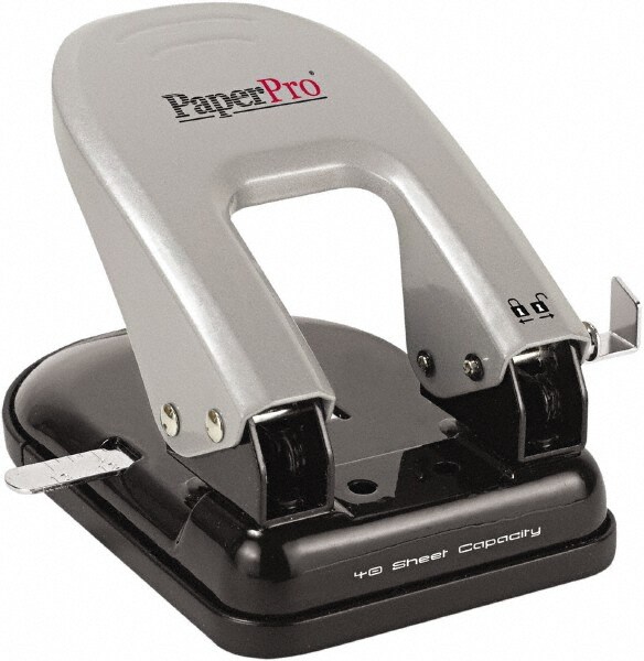 Paper Punches; Type: 40 Sheet Manual Two Hole Punch ; Color: Black/Silver ; Sheet Capacity: 40