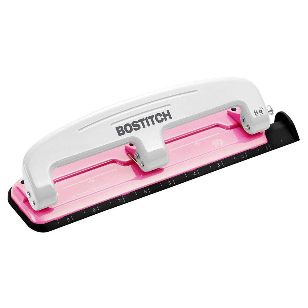 Paper Punches; Type: 12 Sheet Manual Three Hole Punch ; Color: Pink ; Features: Jam-free design for smooth, Continuous operation ; Sheet Capacity: 12; 12