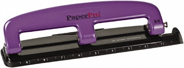 Paper Punches; Type: 12 Sheet Manual Three Hole Punch ; Color: Purple/Black ; Sheet Capacity: 12