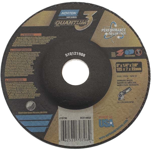 Depressed Center Wheel: Type 27, 5" Dia, 1/4" Thick, Ceramic