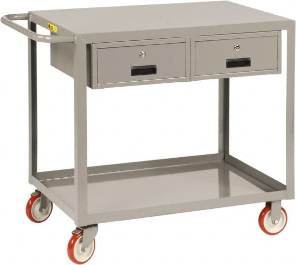 LITTLE GIANT LG-2448-BK-2DR Shelf Utility Cart: Steel, Gray 