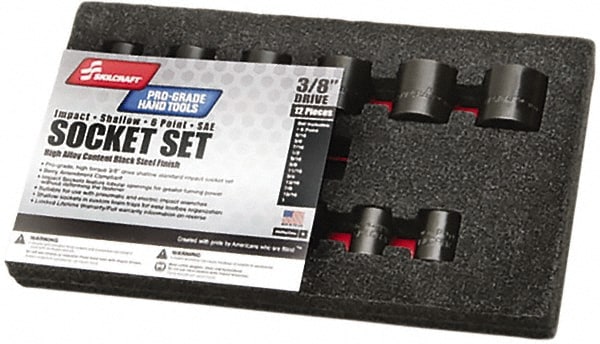 Ability One - Impact Standard Socket Set: 12 Pc, 3/8