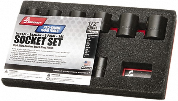 Photos - Tool Kit Ability One | AbilityOne Socket Set: Impact Standard, 11 Pc, 3/8" Drive, 3/8 to 1" - 6 Point | Part #5130016503986 513001650