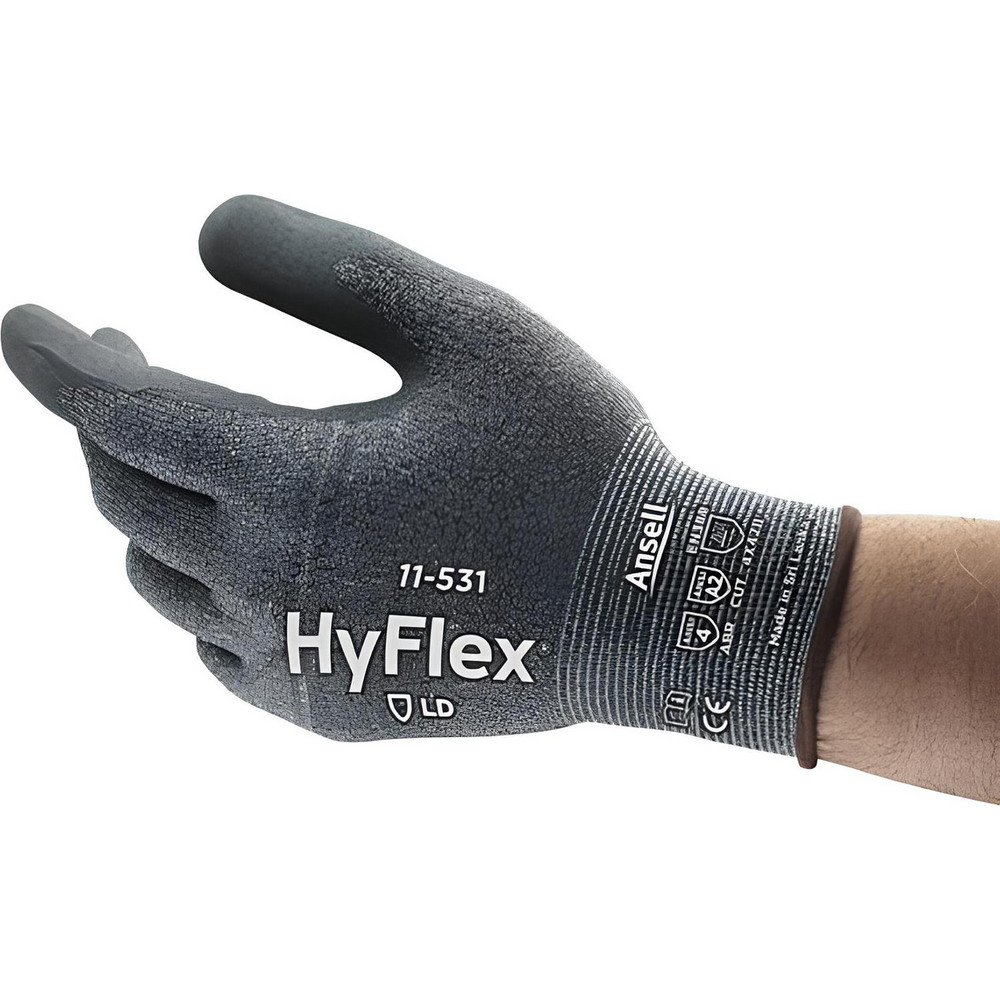 Cut, Puncture & Abrasion-Resistant Gloves: HyFlex® 11-531, Cut A2, Puncture 3, Abrasion 4, 18 ga, Size 2X-Large, 9-3/4" Long - HPPE, Foam Nitrile-Coated, Palm Coating, Smooth Grip, Black on Gray Pair