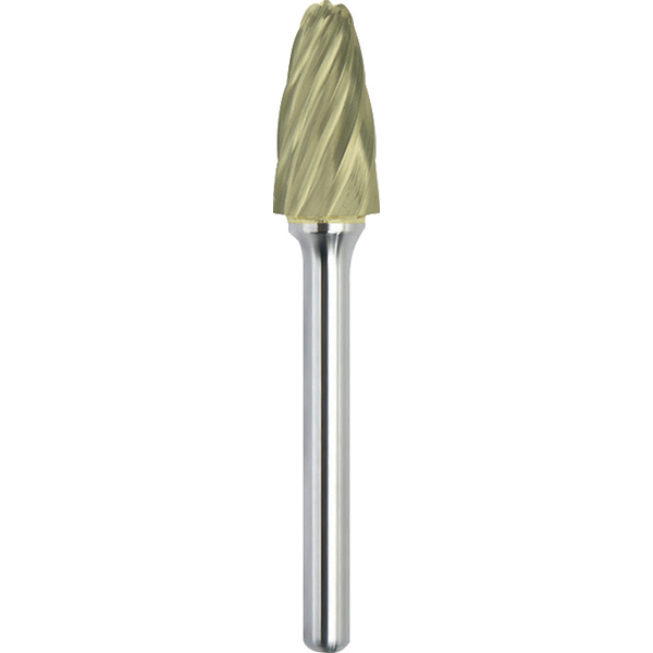 Made in USA SF-7RFM, 3/4" Cut Diam, 3/8" Shank Diam, Carbide Aluma Cut Tree w/ Radius Burr - ZrN Finish, 2-3/4" OAL, 1" LOC