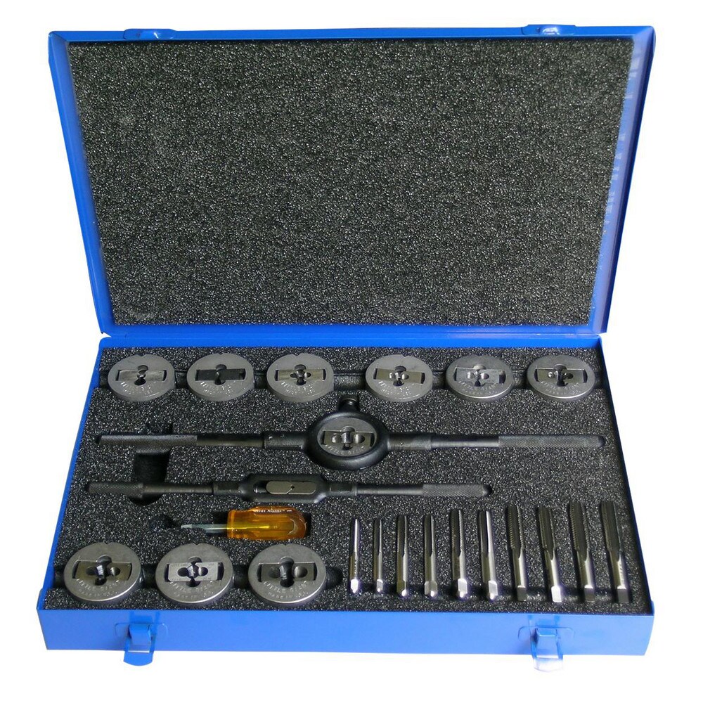 Tap & Die Set: 1/4-20 to 1-8 Taps, 1/4-20 to 1-8 Dies, UNC