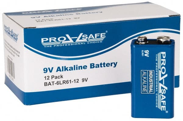 Pack of 12 Size 9V, Alkaline, Standard Batteries