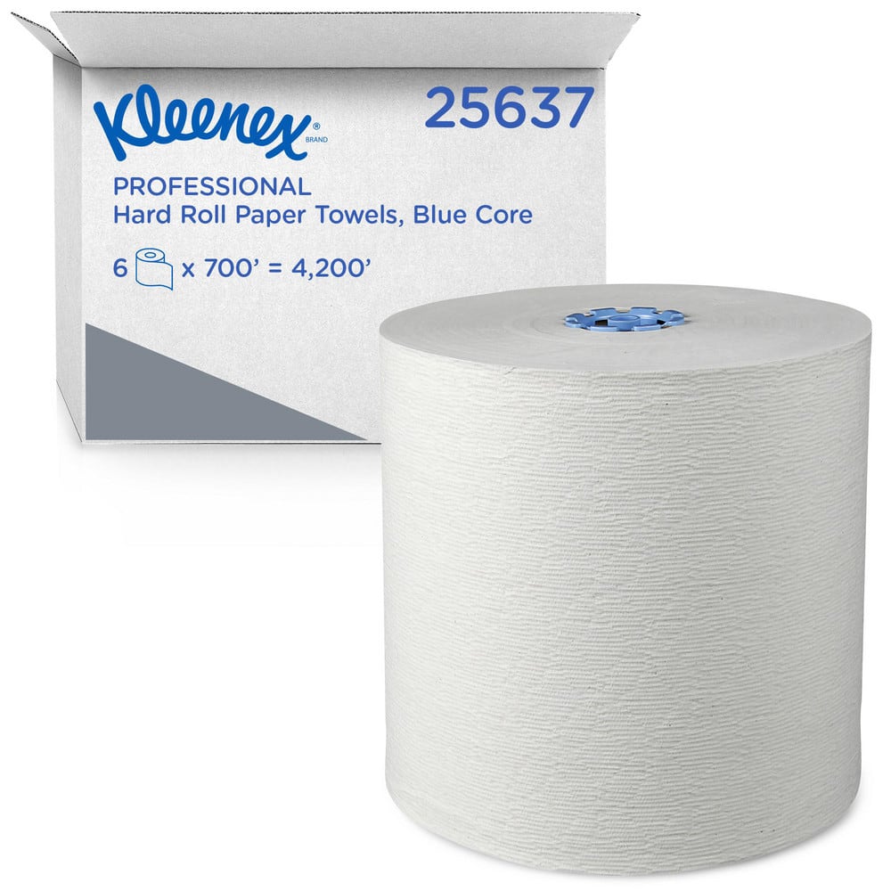 Kleenex 25637 Case of (6) 700 Hard Rolls of 1 Ply White Paper Towels 