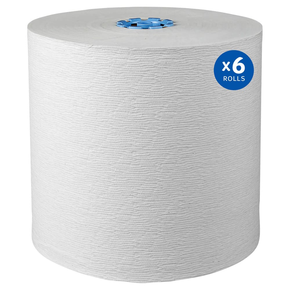 Paper Towels: Hard Roll, 6 Rolls, 1 Ply, Recycled Fiber, White