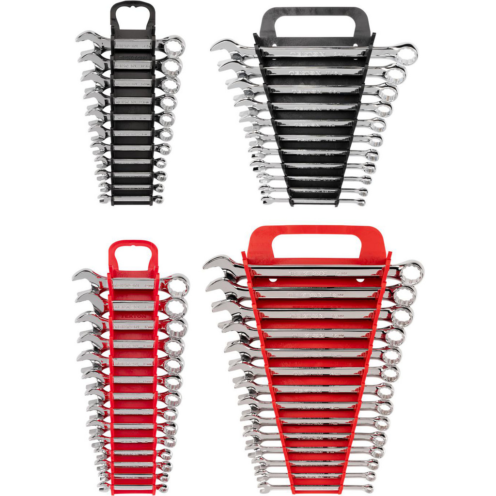 Tekton Combination Wrench Set: 50 Pc, 1/4 - 3/4 in 6 - 19 mm Wrench, Inch & Metric - 15 deg Head Offset Angle, Polished Chrome Finish