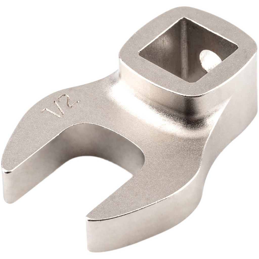 Tekton Open End Crowfoot Wrench: 1/2", 3/8" Drive - 1" Head Dia, 0.4500" Head Thickness, Satin Nickel Finish | Part #WCF13113