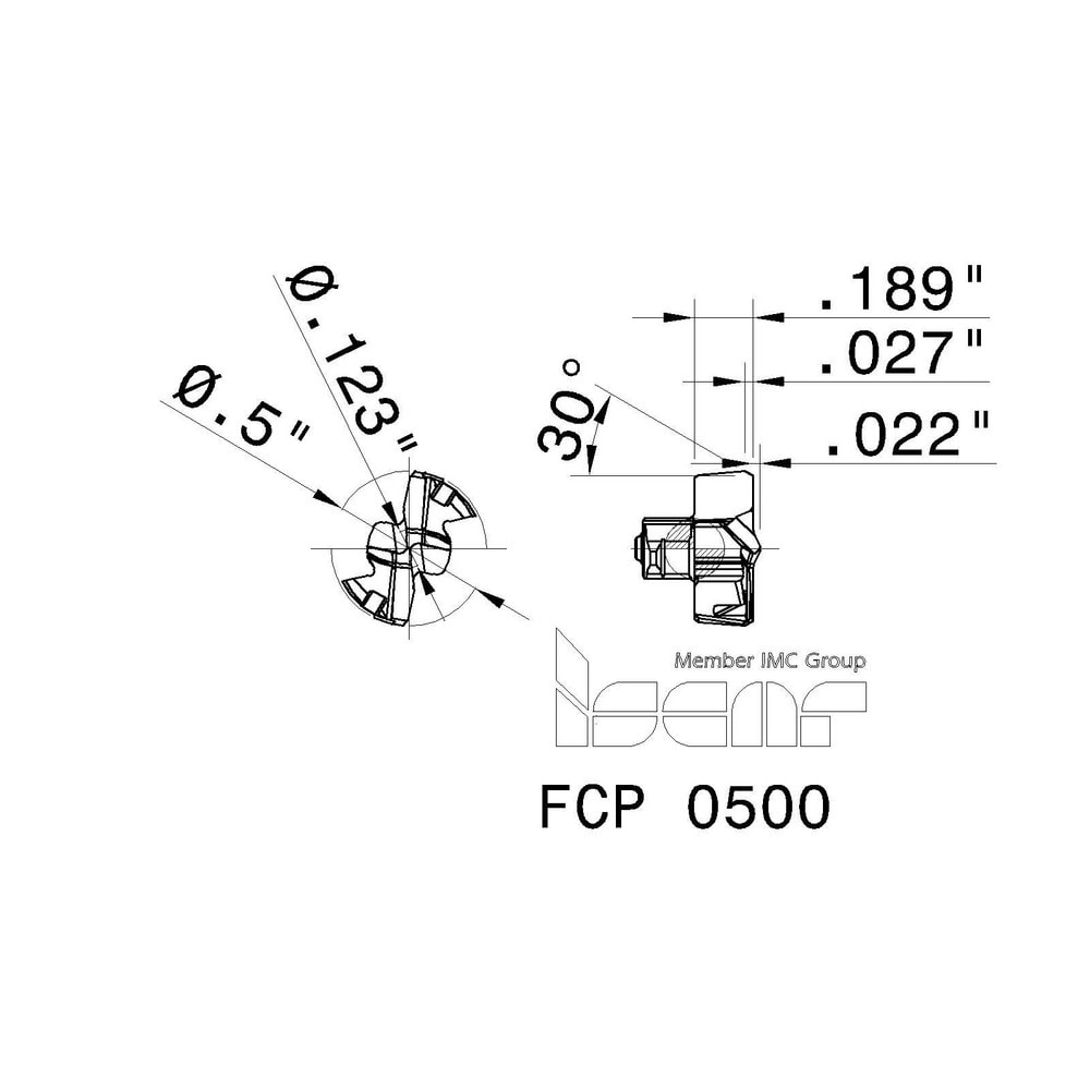 Iscar - FCP0500 IC908 Carbide Replaceable Tip Drill - 44588283