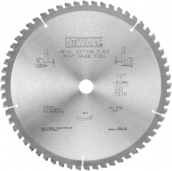 Dewalt DWA7737 Wet & Dry Cut Saw Blade: 12" Dia, 1" Arbor Hole, 0.091" Kerf Width, 60 Teeth 