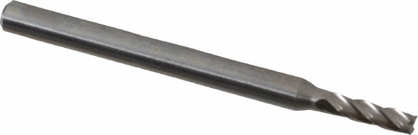 Square End Mill: 0.0787'' Dia, 0.2362'' LOC, 4 Flutes, Solid Carbide