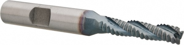 Hertel 44838936 Square End Mill: 1/4 Dia, 1-1/8 LOC, 3/8 Shank Dia, 2-15/16 OAL, 3 Flutes, Cobalt Image