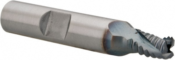 Hertel 44839033 Square End Mill: 1/4 Dia, 5/16 LOC, 3/8 Shank Dia, 2-1/8 OAL, 3 Flutes, Cobalt Image