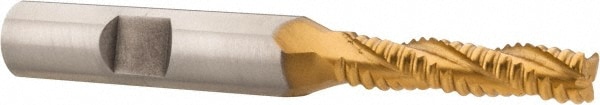 Hertel 44839090 Square End Mill: 1/4 Dia, 1-1/8 LOC, 3/8 Shank Dia, 2-15/16 OAL, 3 Flutes, Cobalt Image