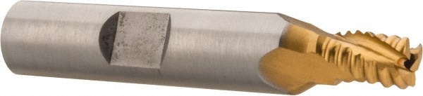 Hertel 44839181 Square End Mill: 1/4 Dia, 5/16 LOC, 3/8 Shank Dia, 2-1/8 OAL, 3 Flutes, Cobalt Image