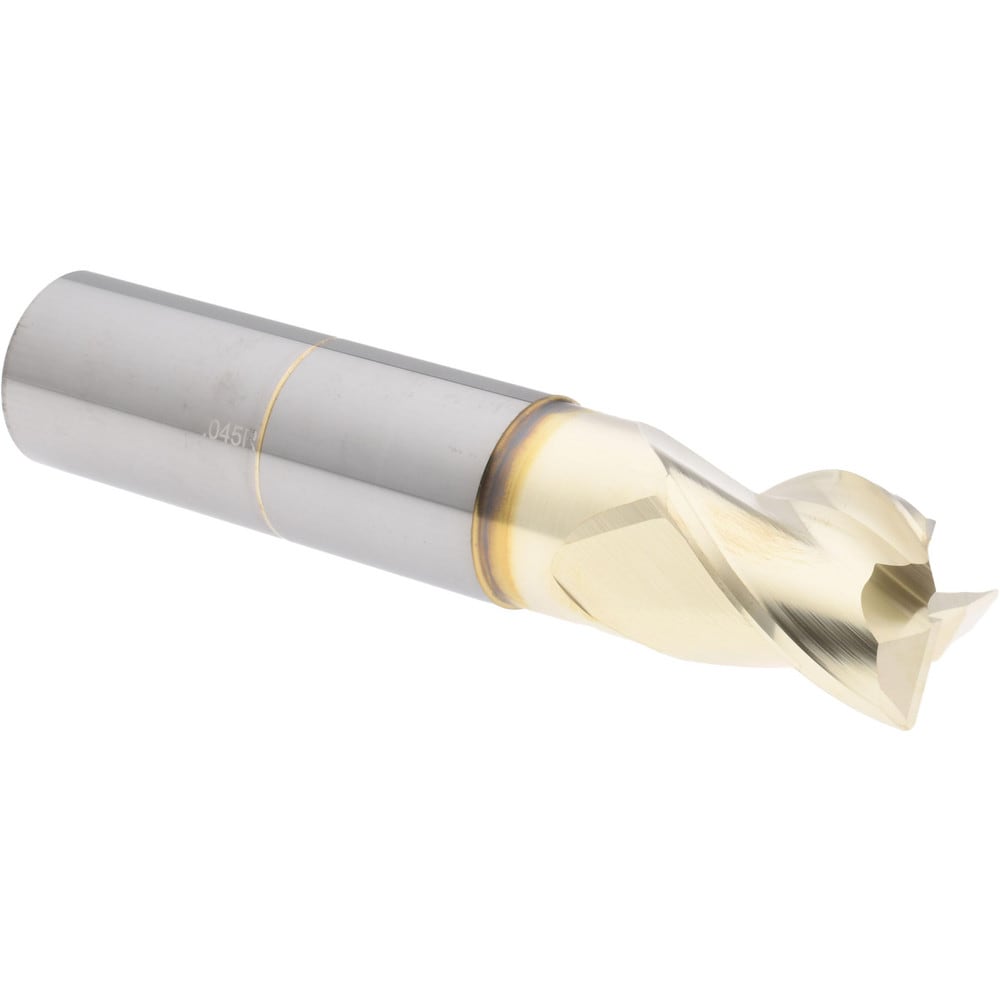 Accupro 35010020N34045C Corner Radius End Mill: 1" Dia, 1-1/4" LOC, 0.045" Radius, 3 Flutes, Solid Carbide 