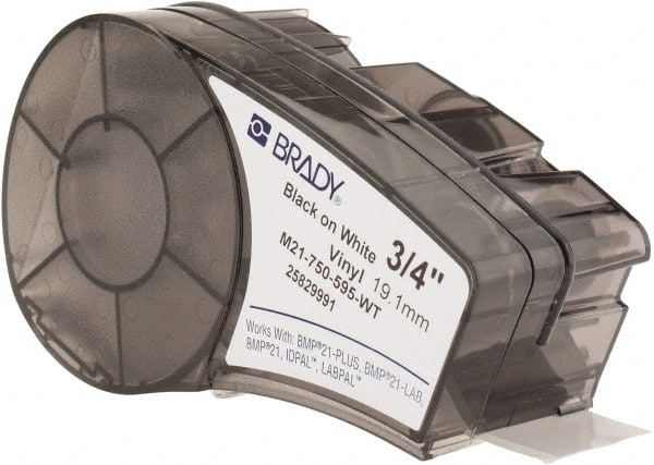 Details about   Brady B595 1.125"x90" Black on White Printer Vinyl Label Tape Cartridge