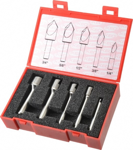 Keo 55729 Countersink Set: 5 Pc, 1/4 to 3/4" Head Dia, 1 Flute Image