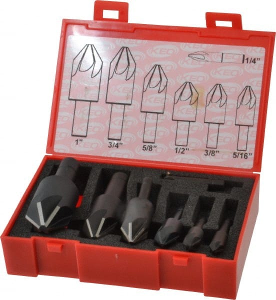 KEO 53538 Cobalt Steel Single-End Countersink Set Bright 5/16-5/8 Head Diameter 100 Degree Point Angle Uncoated Finish 