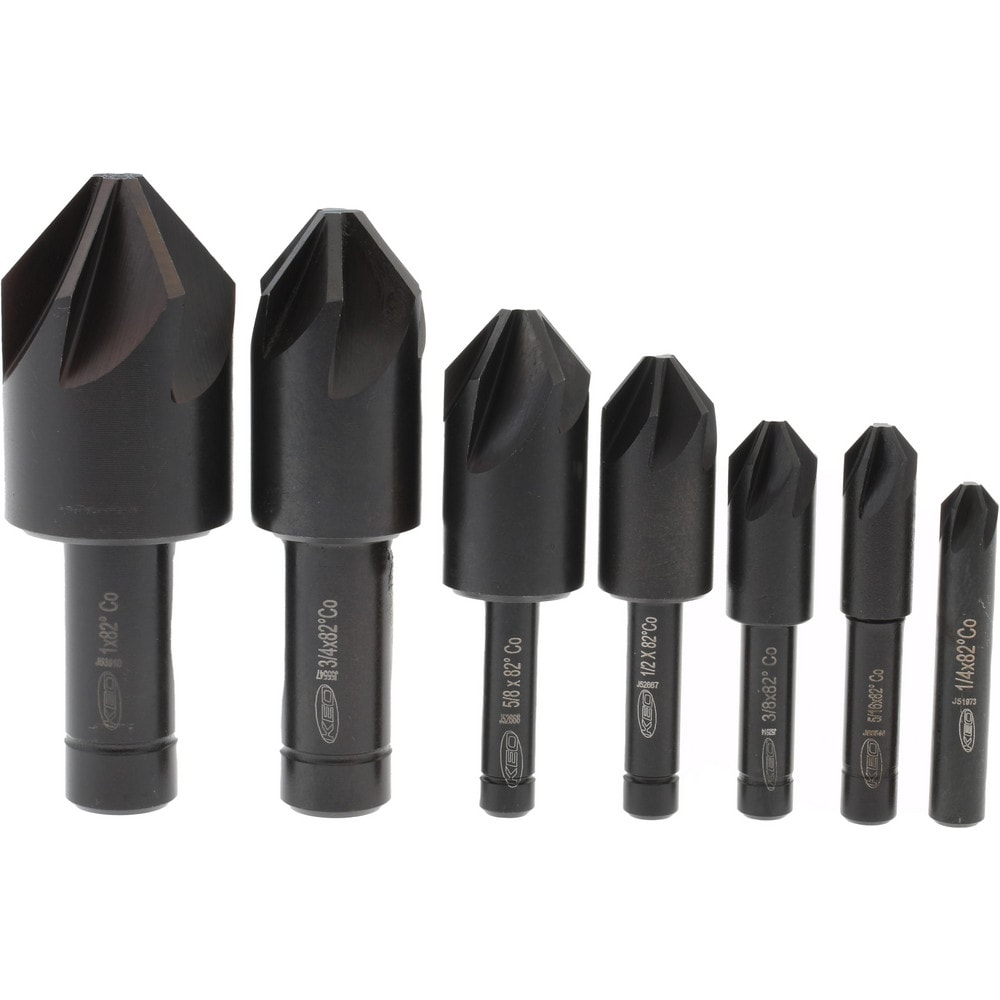 Keo 50048 Countersink Set: 7 Pc, 1/4 to 1" Head Dia, 6 Flute Image