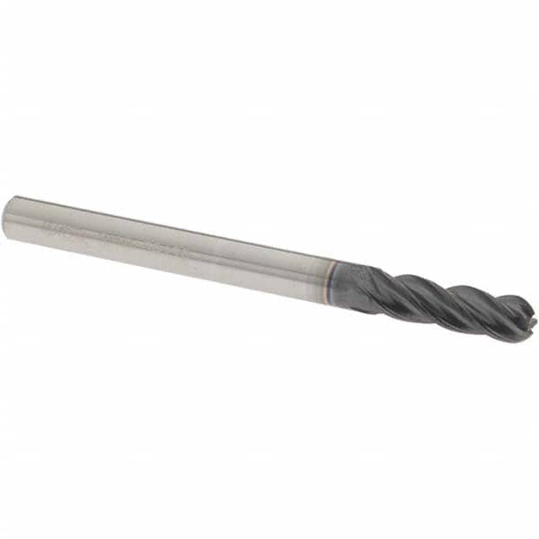 Cutting Diameter 3/16 Cutting Length 5/8 3/16 4 Flutes Ball End Solid Carbide Endmill Over All Lenght 2 