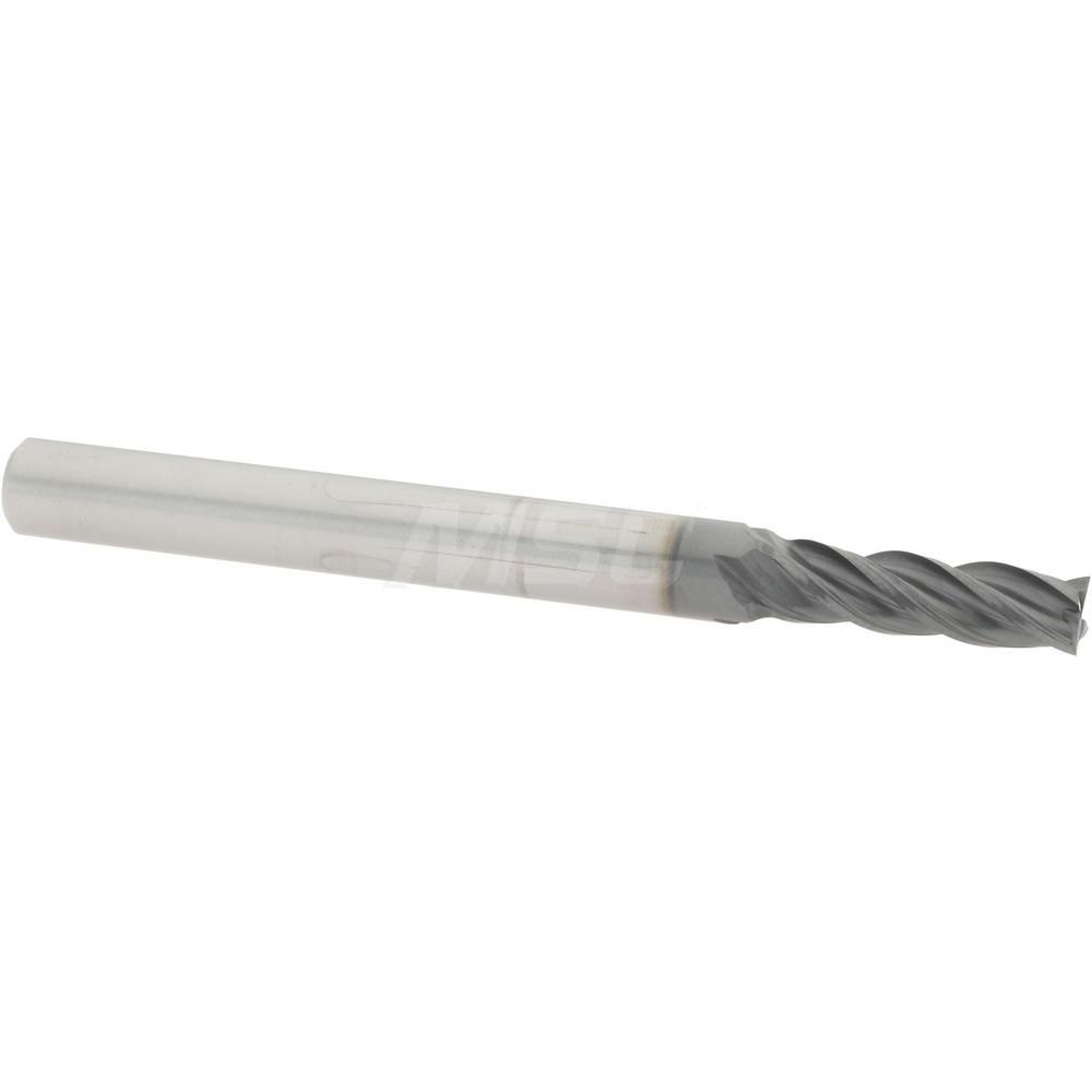 Accupro 446MM01969C11 Corner Chamfer End Mill: 0.1969" Dia, 0.6299" LOC, 4 Flute, 0.0098" Chamfer Width, Solid Carbide 